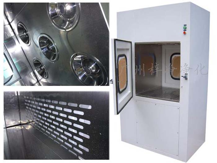 風淋傳遞窗吹淋后的氣流通過高效過濾器，如HEPA過濾器，進一步過濾掉微小的塵埃和微生物。